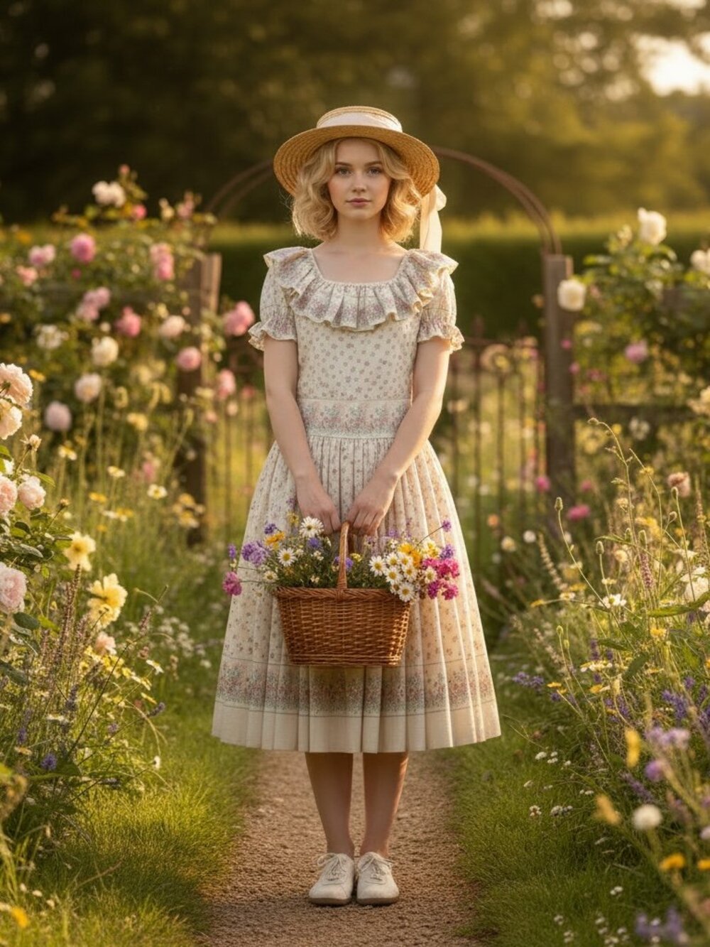 Handmade Cottagecore Prairie Skirt Set Floral Romantic Gunne Sax Inspired